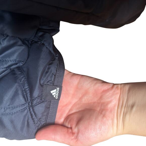 Adidas Jacket Womens Medium Logo Lightweight Quilted Outdoor Sporty Black Coat - Picture 9 of 12